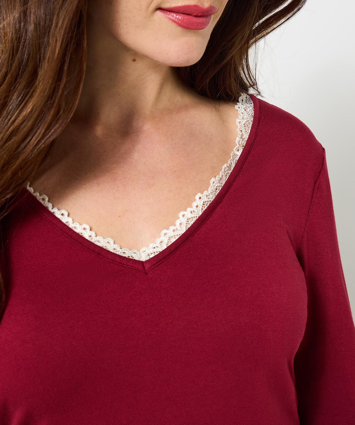 Joe Browns Top in jersey scollo a V con bordo in pizzo  