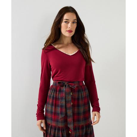 Joe Browns Top in jersey scollo a V con bordo in pizzo  