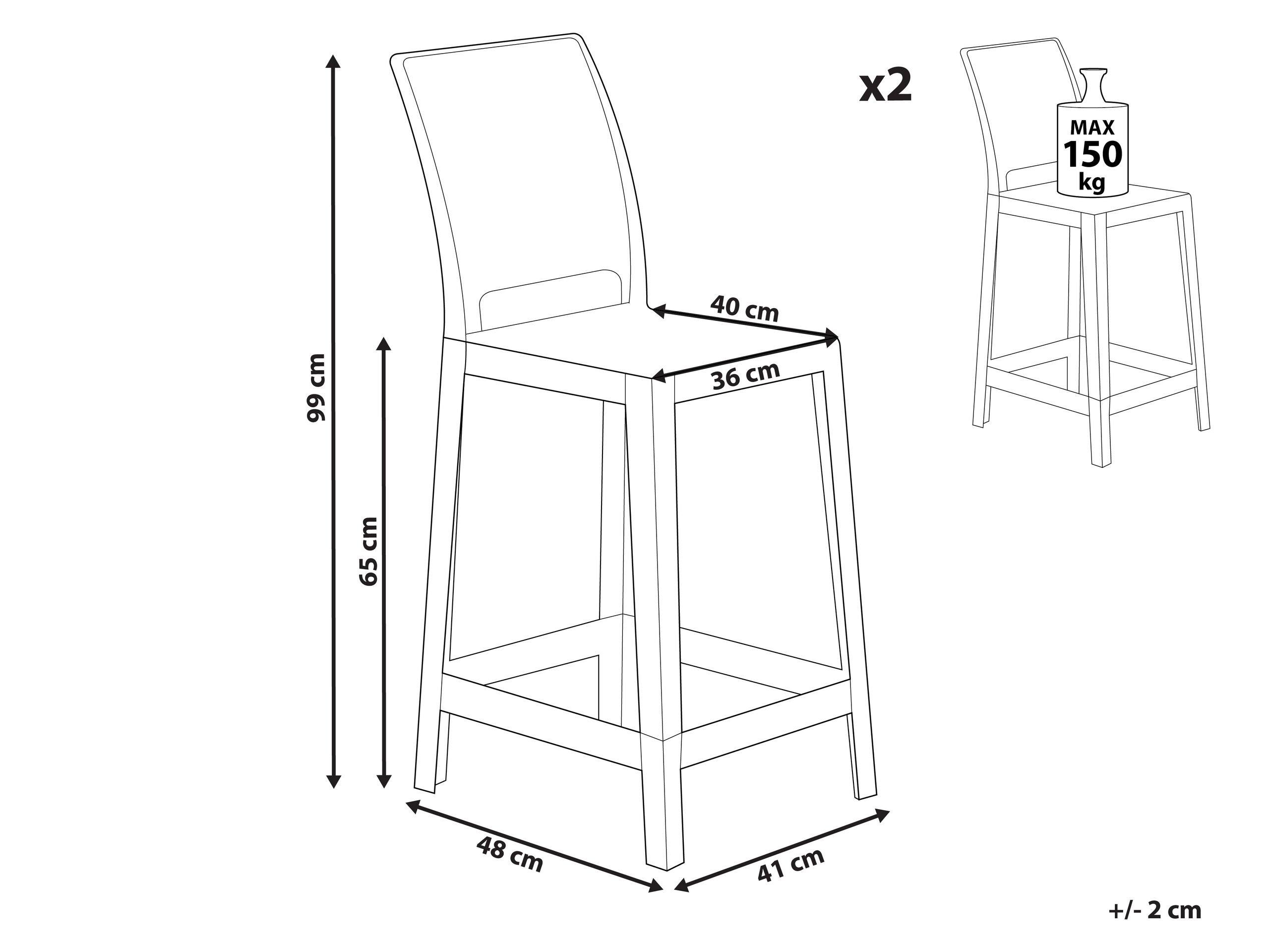 Beliani Lot de 2 chaises de bar en Polycarbonate Moderne WELLINGTON  