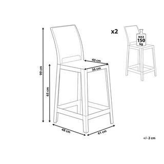 Beliani Lot de 2 chaises de bar en Polycarbonate Moderne WELLINGTON  