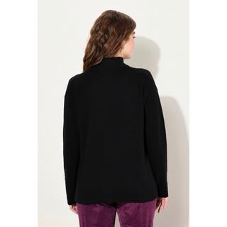 Ulla Popken  Cardigan in cotone biologico con revers e bottone 