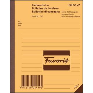 Favorit FAVORIT Lieferscheine D/F/I A6 8281OK rot/weiss 50x2 Blatt  