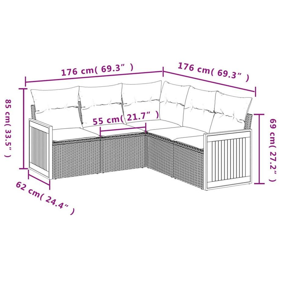 VidaXL Ensemble de canapés de jardin rotin synthétique  
