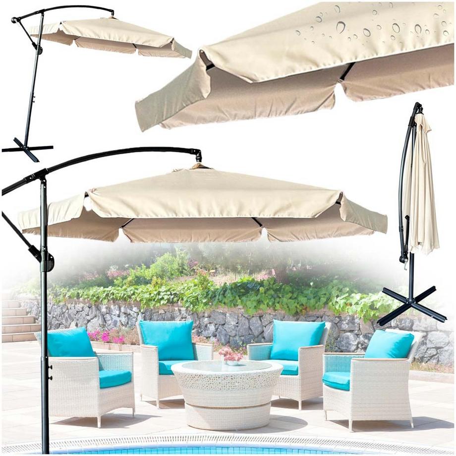 Parasol de jardin avec armature pliable beige
