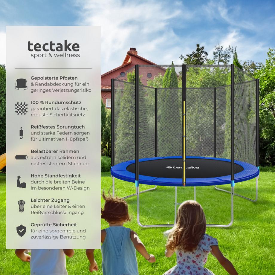 Tectake  Trampoline modèle B GARFUNKY Ø 305 cm, certifié GS pour un maximum de sécurité 