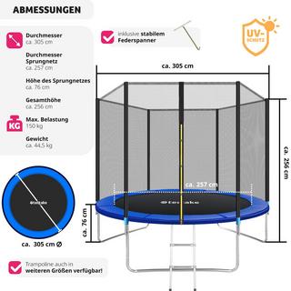 Tectake  Trampolin Garfunky mit Sicherheitsnetz 