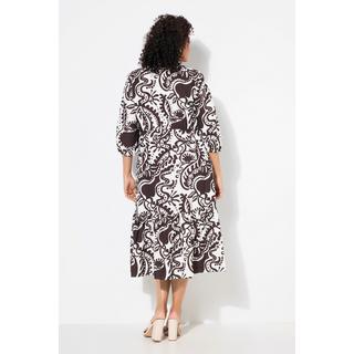 Ulla Popken Abito Midi A-Line Paisley Scollo a V Maniche 3/4  