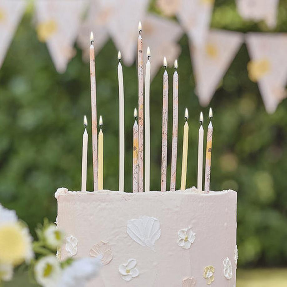 Ginger Ray  Bougies d'anniversaire fleuries longues 