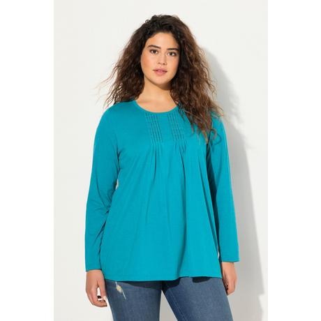 Ulla Popken  Shirt, Falten, Perlen, A-Linie, Langarm 