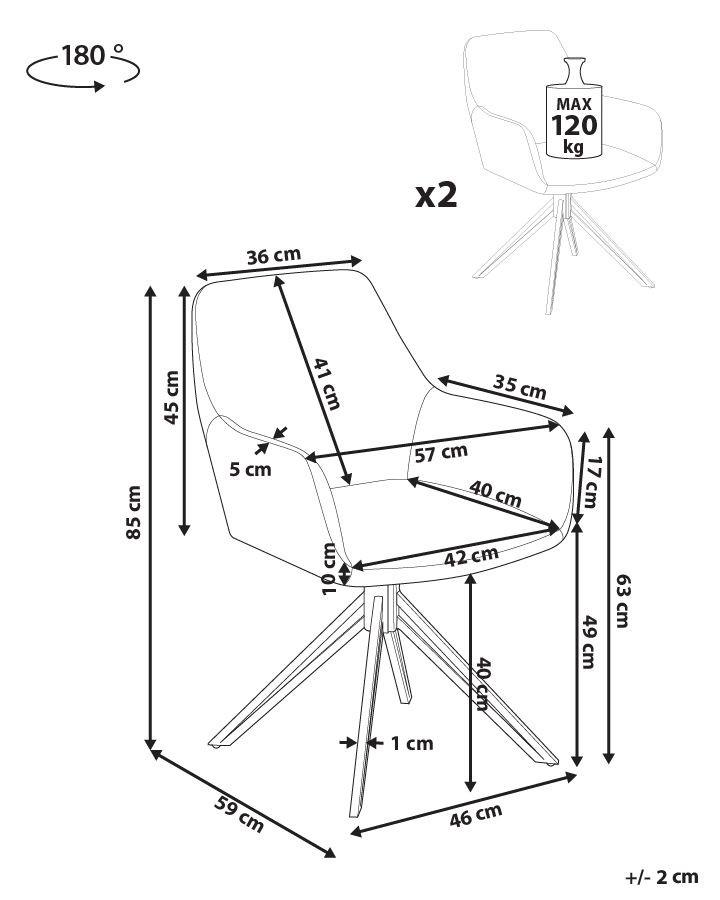 Beliani Esszimmerstuhl 2er Set aus Kunstleder Modern SANSARC  
