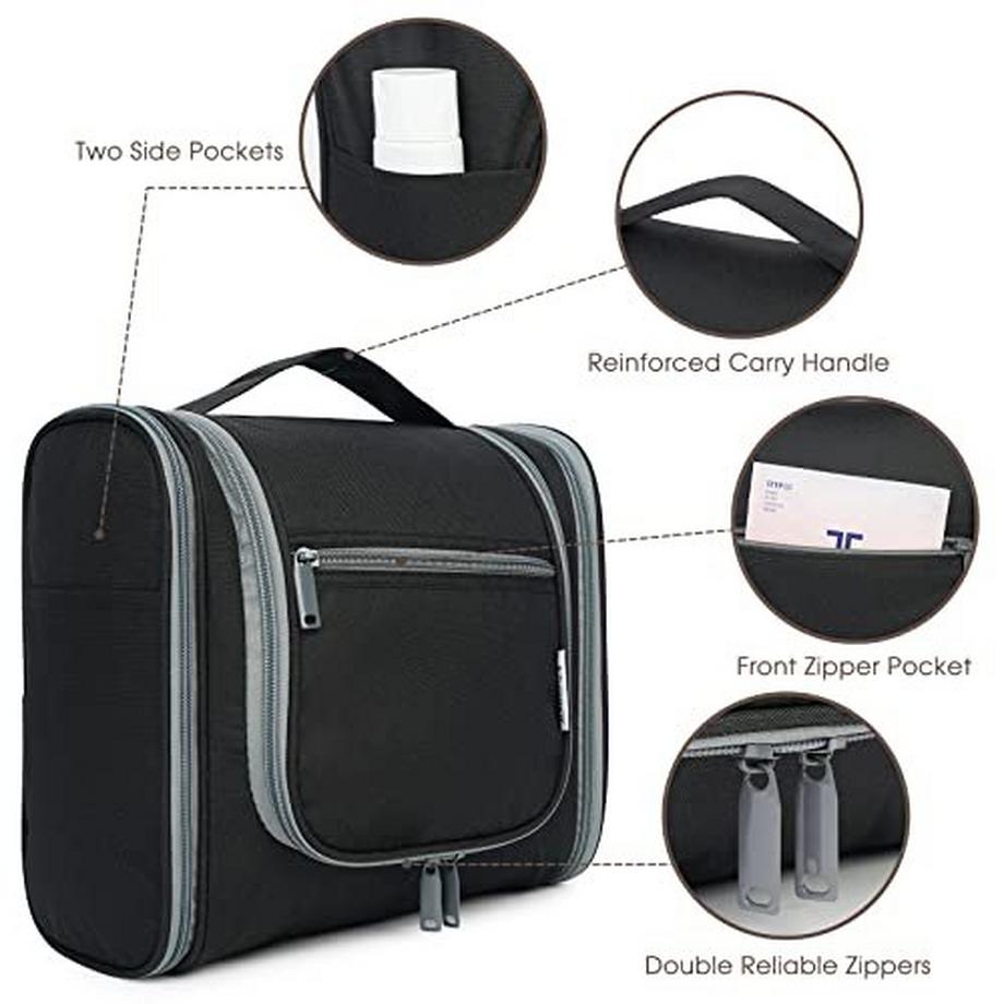 Only-bags.store  Kulturtasche - Kosmetiktasche - Waschbeutel, Schwarz (groß) 