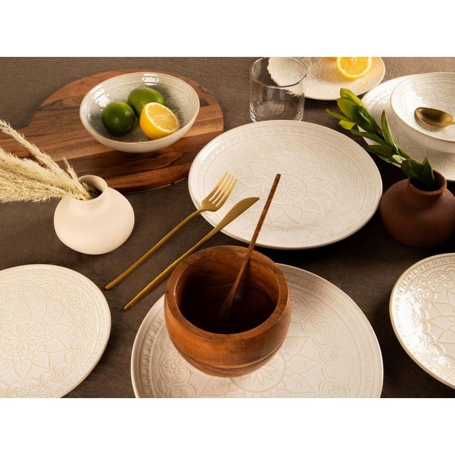 Sia  Servizio di 6 piatti D.26 cm in Grès Bianco sporco - MOA 