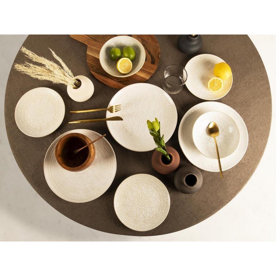 Sia  Servizio di 6 piatti D.26 cm in Grès Bianco sporco - MOA 