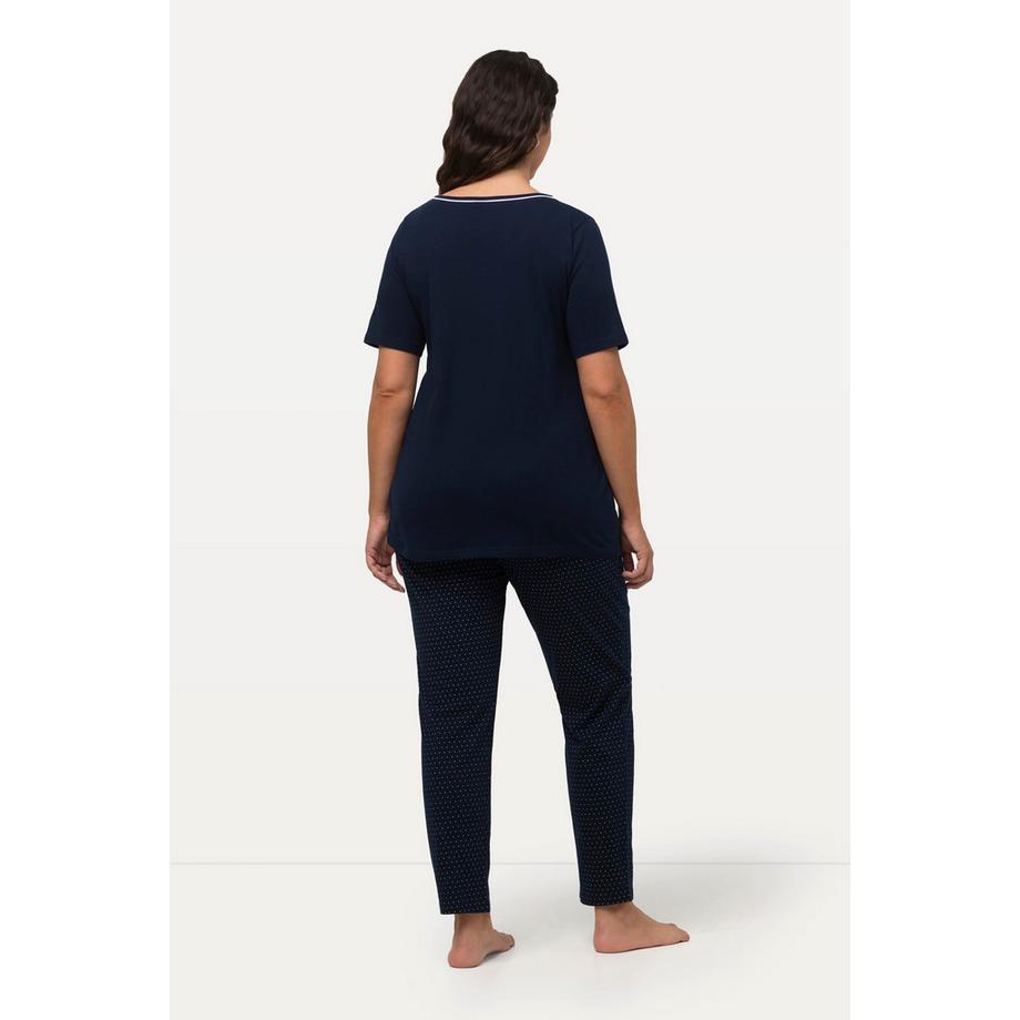 Ulla Popken Pigiama a pois girocollo maniche corte  