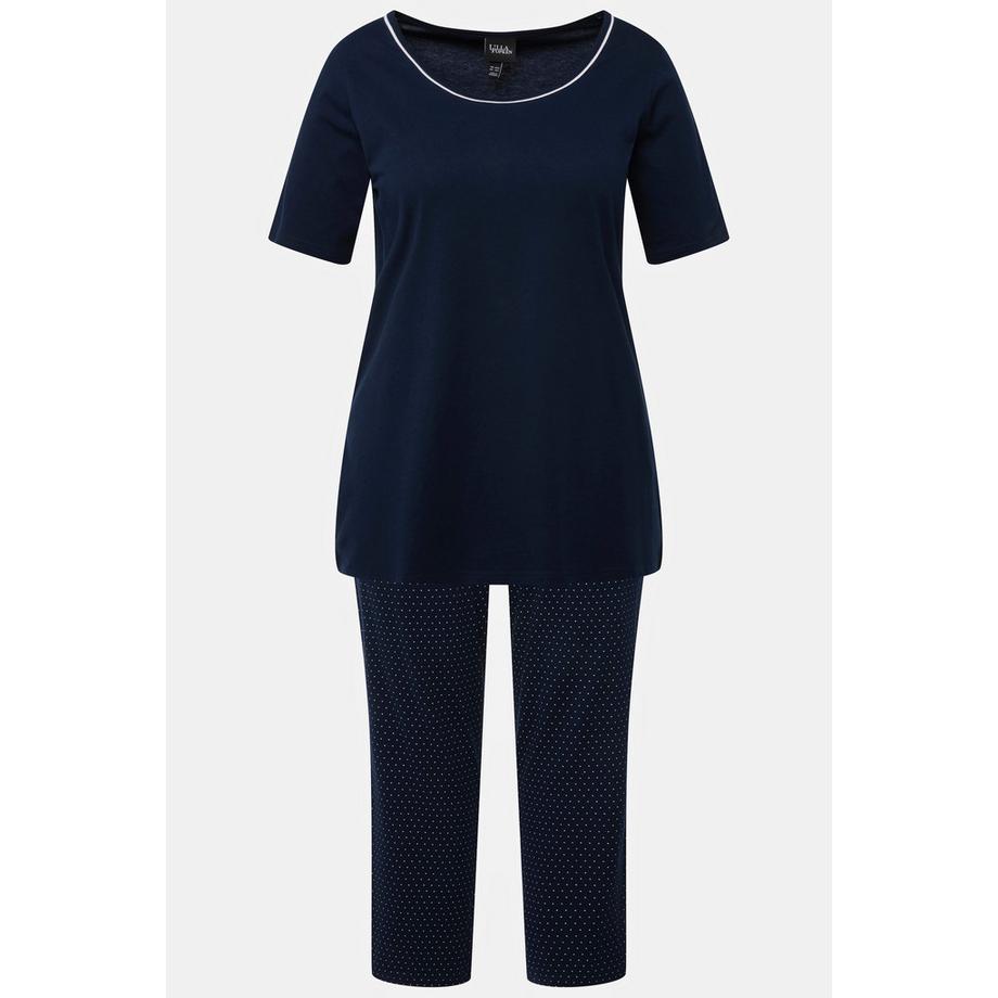 Ulla Popken Pigiama a pois girocollo maniche corte  