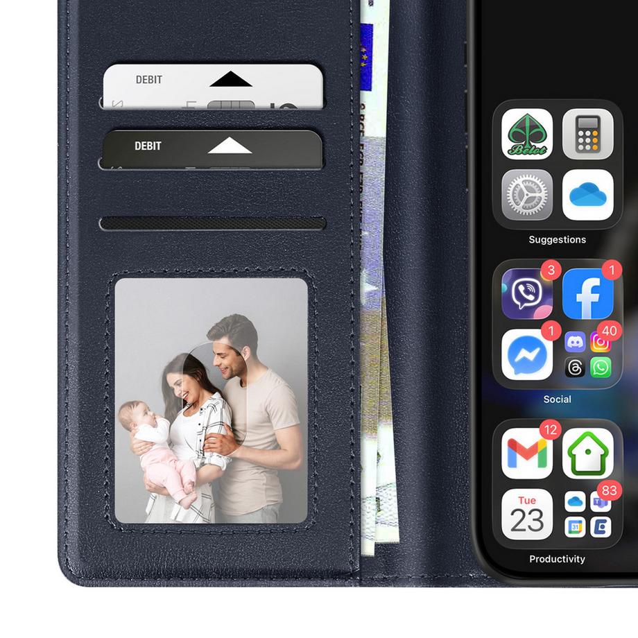 Avizar  Leder Etui iPhone 16 Pro Portemonnaie 