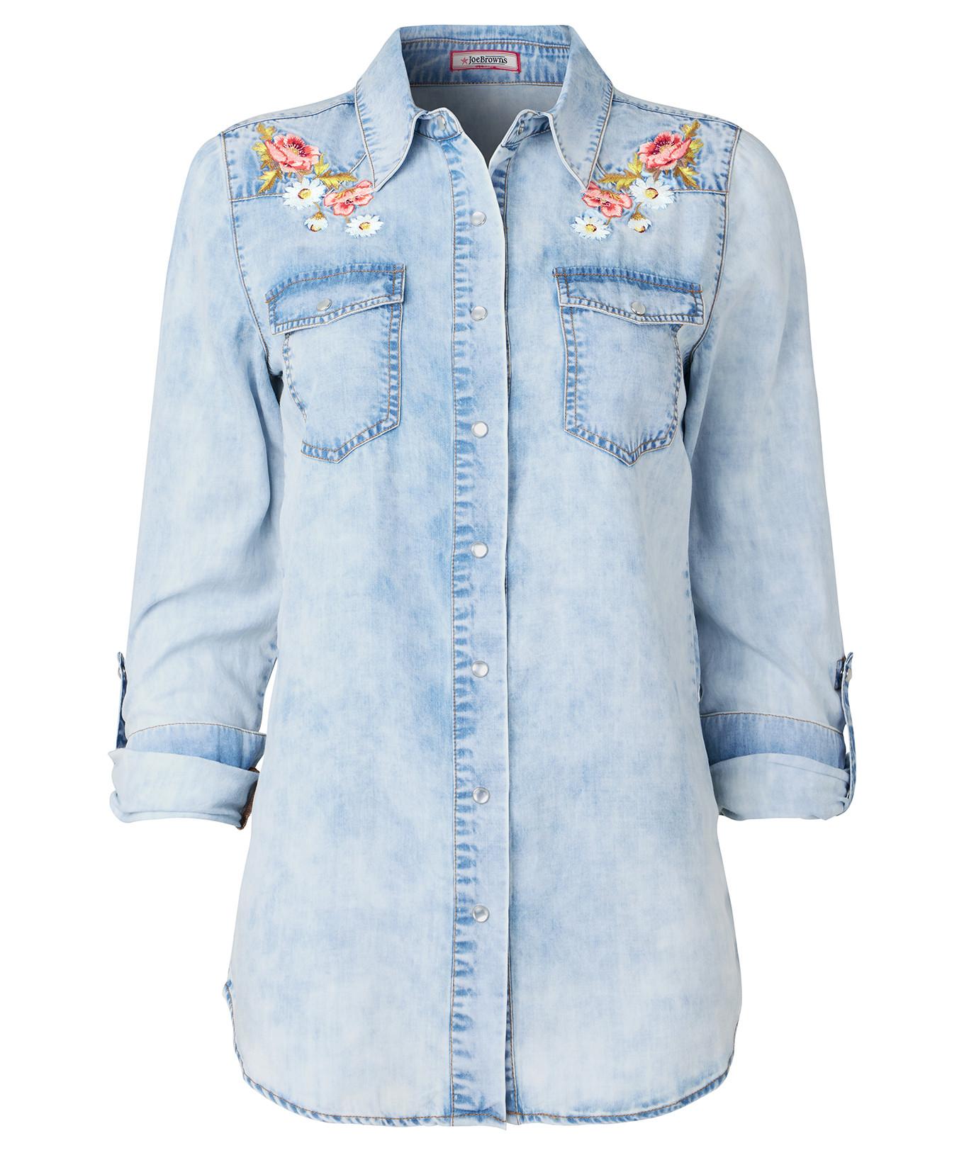 Joe Browns  Denim-Hemd mit Gänseblümchen-Stickerei 