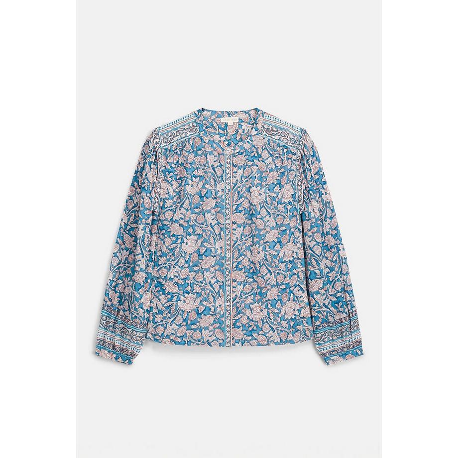 Louise-Misha Rundhals Langarm Bluse mit Blumenmuster  