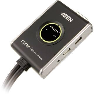 ATEN  2 Port KVM-Switch für USB-Eingabegeräte und DVI-Grafik mit Tonübertragung 