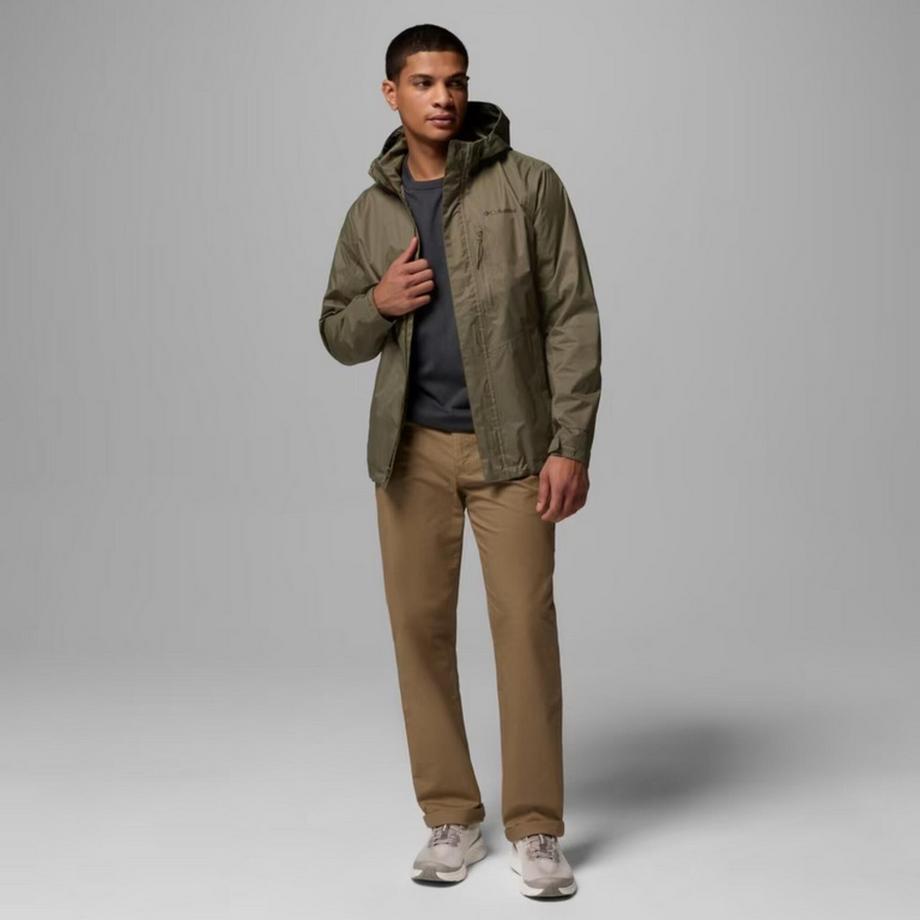DECATHLON  Wasserdichte Jacke mit Kapuze Columbia für Männer Stone Green 