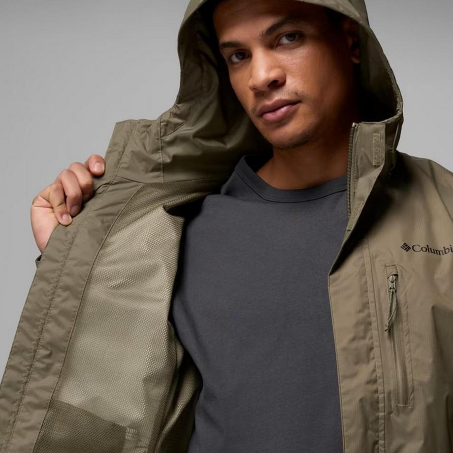 DECATHLON  Wasserdichte Jacke mit Kapuze Columbia für Männer Stone Green 