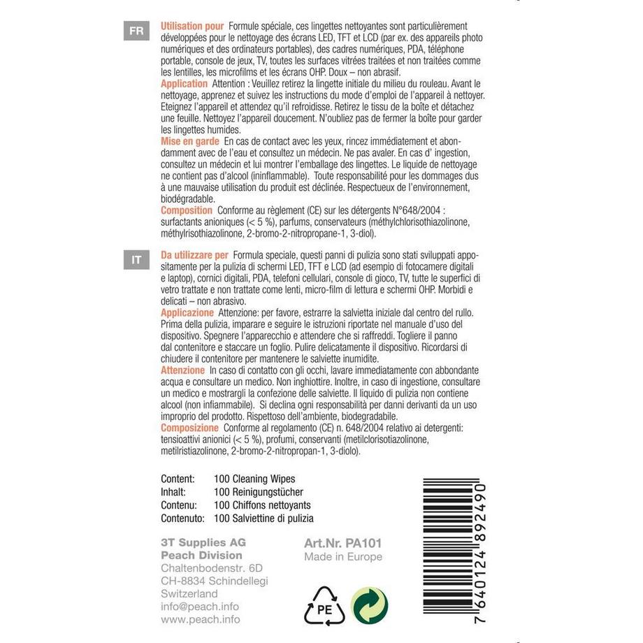 Peach  feuchte Reinigungstücher 