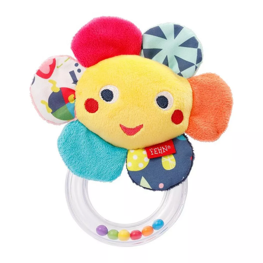 Fehn - Greifling mit Rassel Blume, One Size, Multicolor