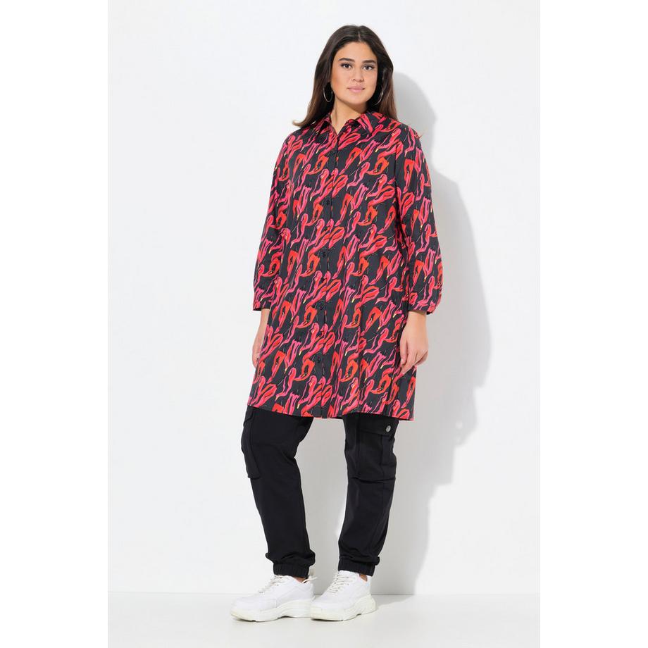 Ulla Popken Longbluse Peperoni Hemdkragen Langarm  