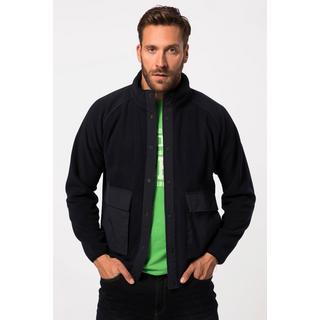 JP1880  Fleecejacke, Stehkragen, Druckknöpfe, Kontrast-Taschen, Raglan-Langarm 