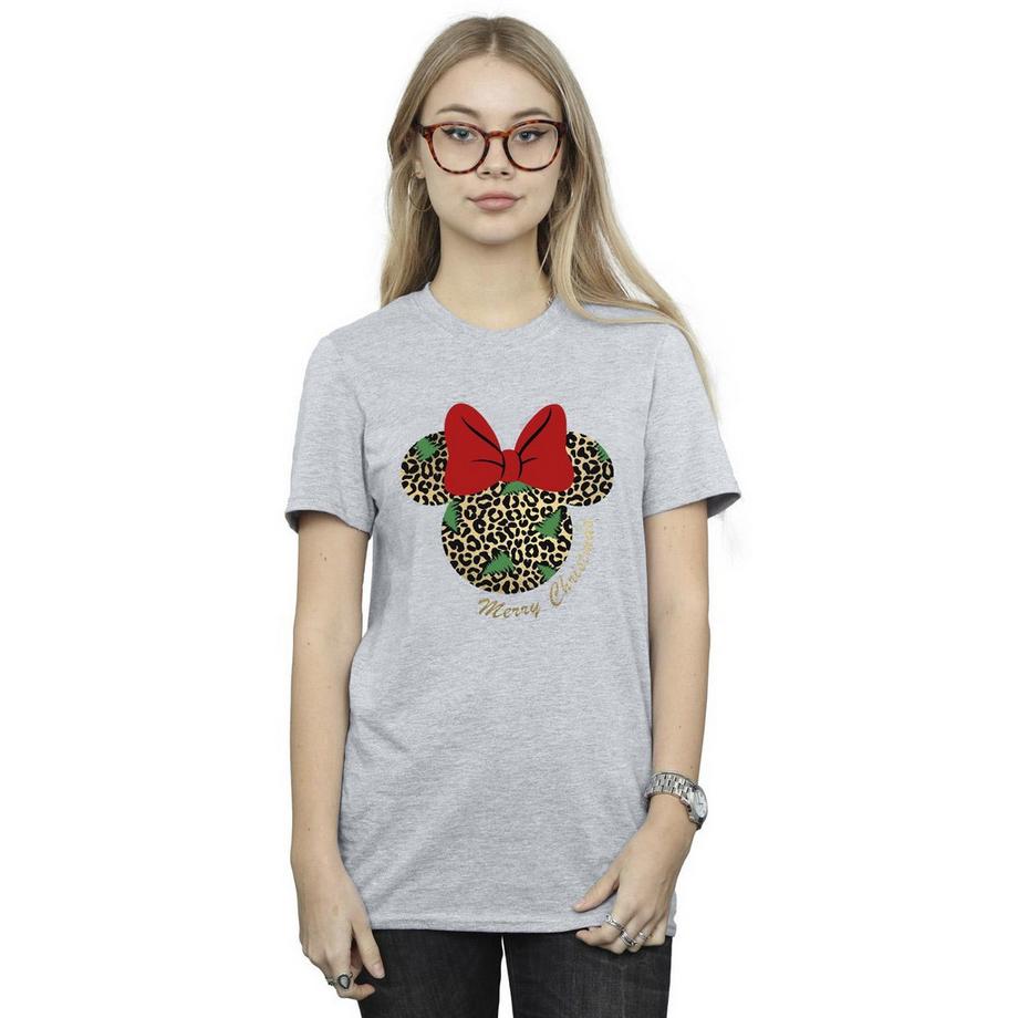 Disney Minnie Mouse Natale Stampa Leopardata T-Shirt  