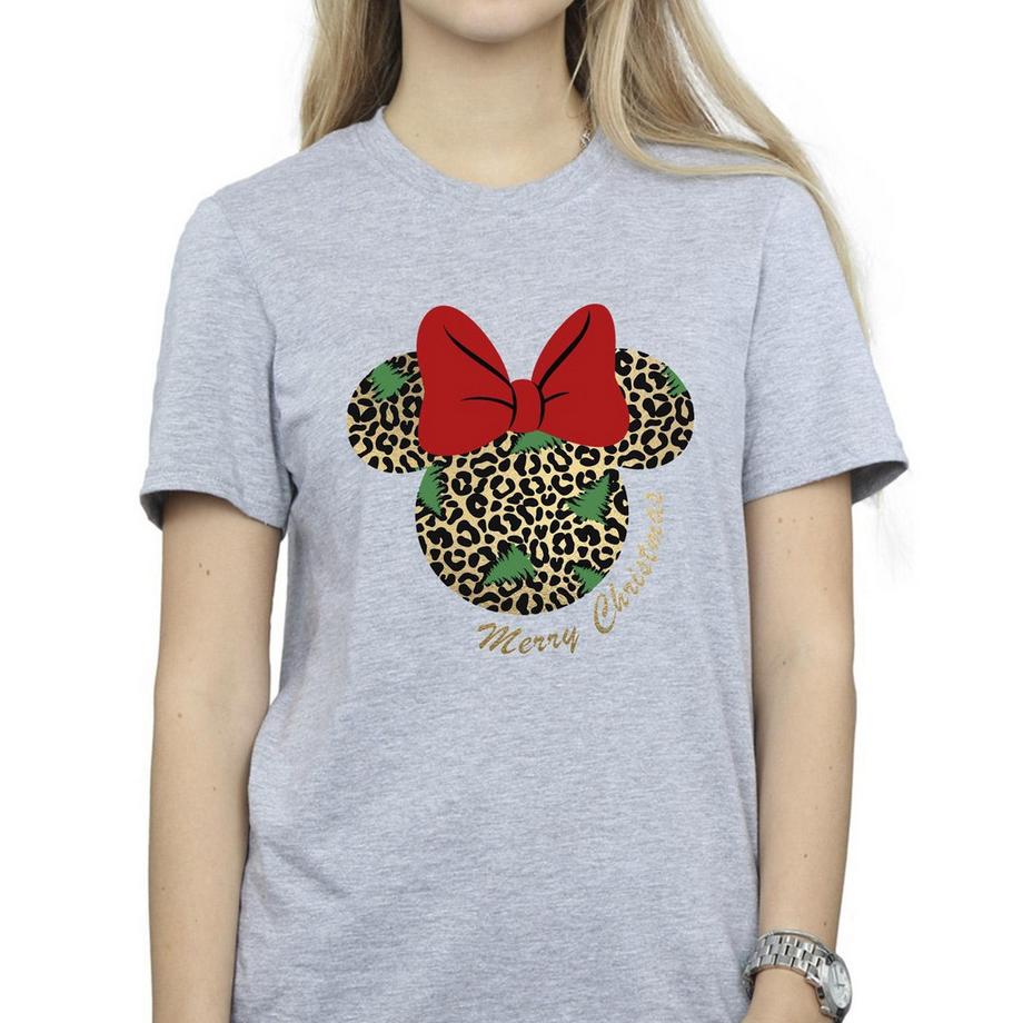 Disney Minnie Mouse Natale Stampa Leopardata T-Shirt  