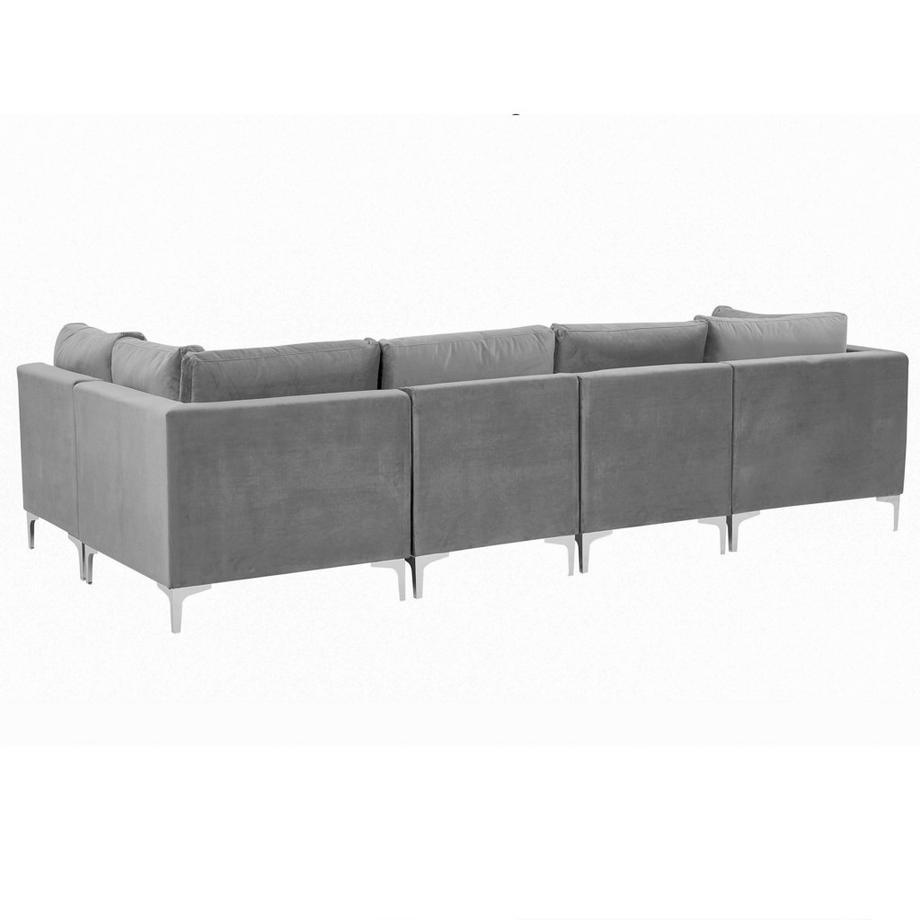 Beliani Sofa mit Ottomane aus Samtstoff  EVJA  