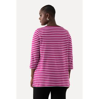 Ulla Popken  Ringelshirt, Pima Cotton, U-Boot-Ausschnitt, 3/4-Arm 