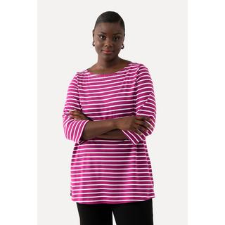 Ulla Popken  Ringelshirt, Pima Cotton, U-Boot-Ausschnitt, 3/4-Arm 