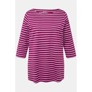 Ulla Popken  Ringelshirt, Pima Cotton, U-Boot-Ausschnitt, 3/4-Arm 