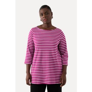 Ringelshirt, Pima Cotton, U-Boot-Ausschnitt, 3/4-Arm