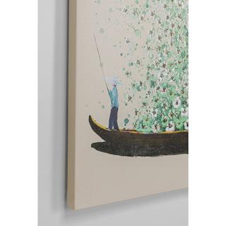 KARE Design Tableau sur toile Flower Boat beige vert 120x160  