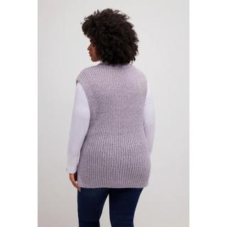 Ulla Popken Pull sans manches Oversize en maille côtelée métallisée  