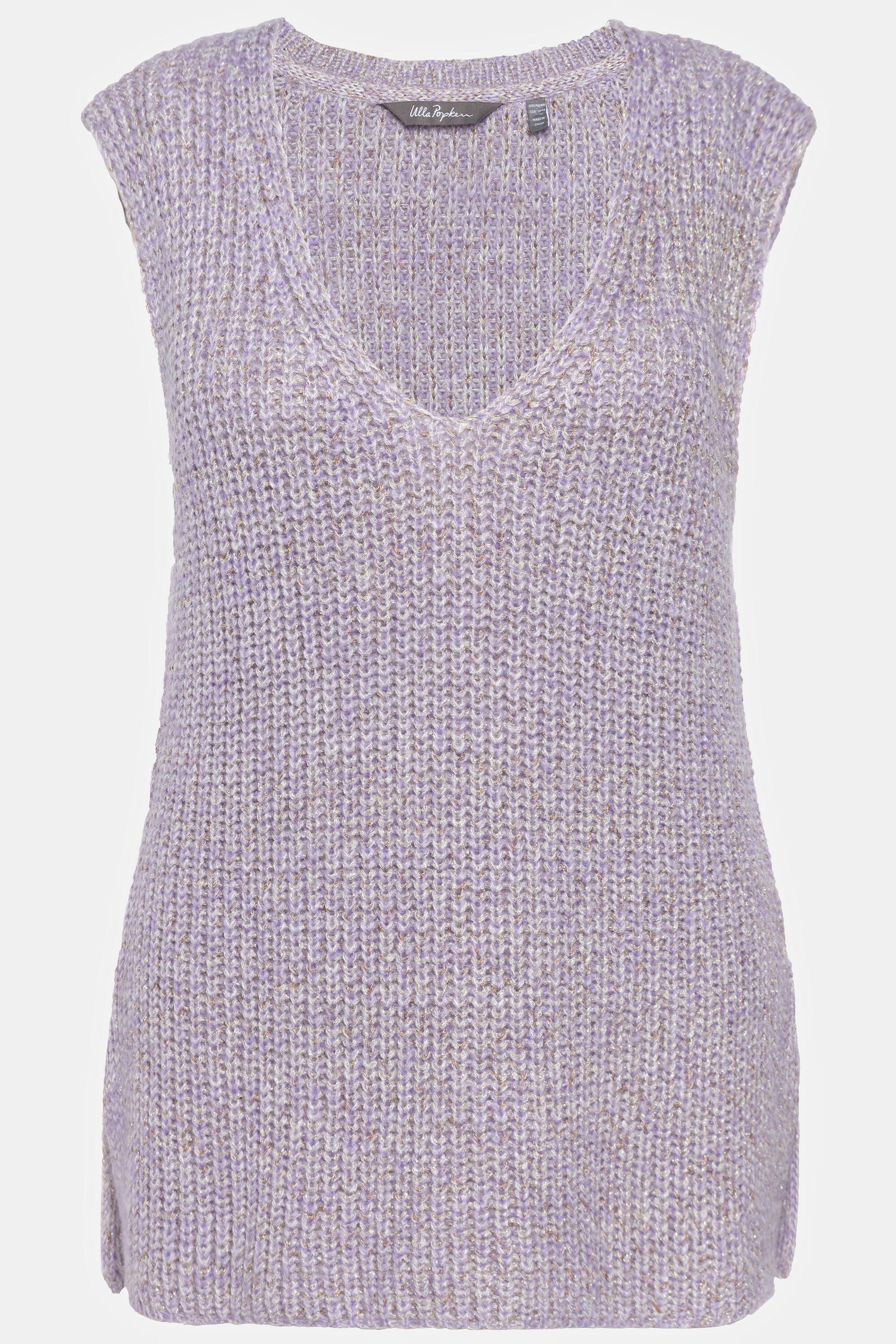 Ulla Popken Pull sans manches Oversize en maille côtelée métallisée  