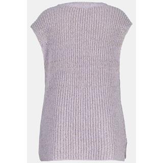 Ulla Popken Pull sans manches Oversize en maille côtelée métallisée  