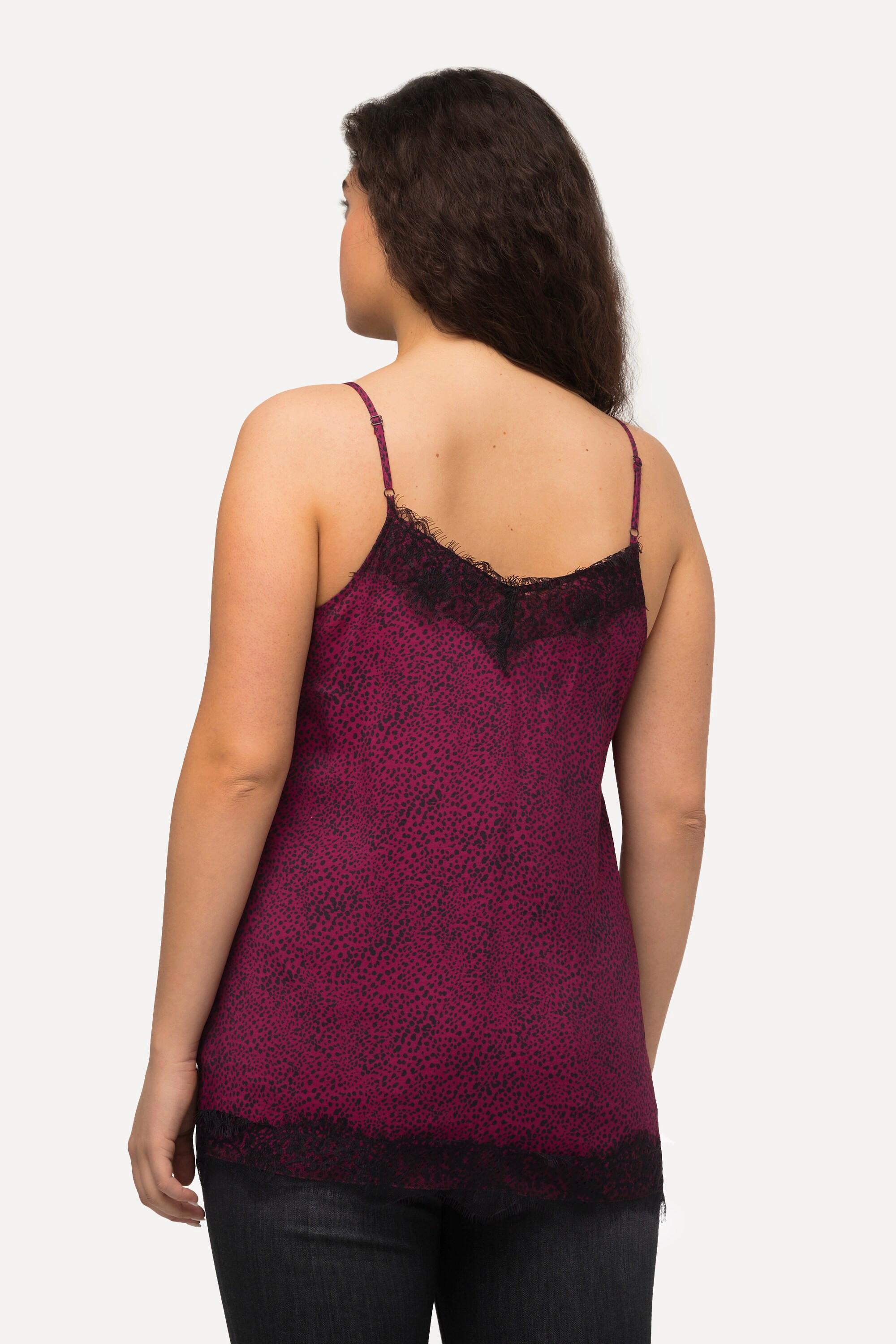 Ulla Popken Blouse Top Satin Dentelle Col V Sans Manches  