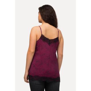 Ulla Popken  Top smanicato in raso con pizzo e scollo a V 