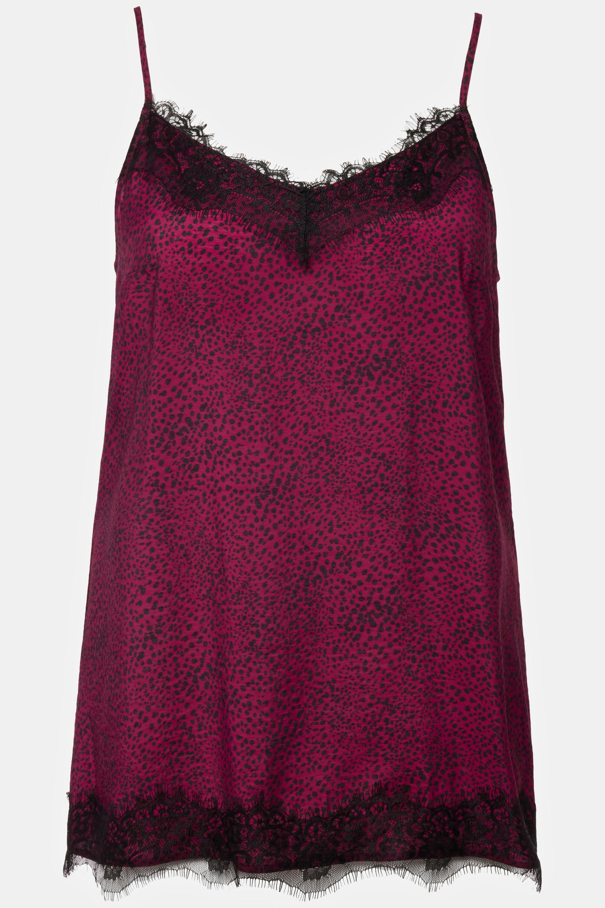 Ulla Popken Blouse Top Satin Dentelle Col V Sans Manches  