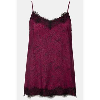 Ulla Popken  Top smanicato in raso con pizzo e scollo a V 