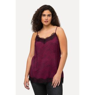 Ulla Popken Blouse Top Satin Dentelle Col V Sans Manches  