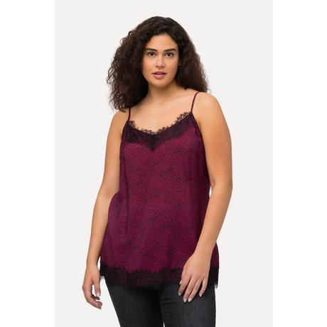 Ulla Popken Blouse Top Satin Dentelle Col V Sans Manches  