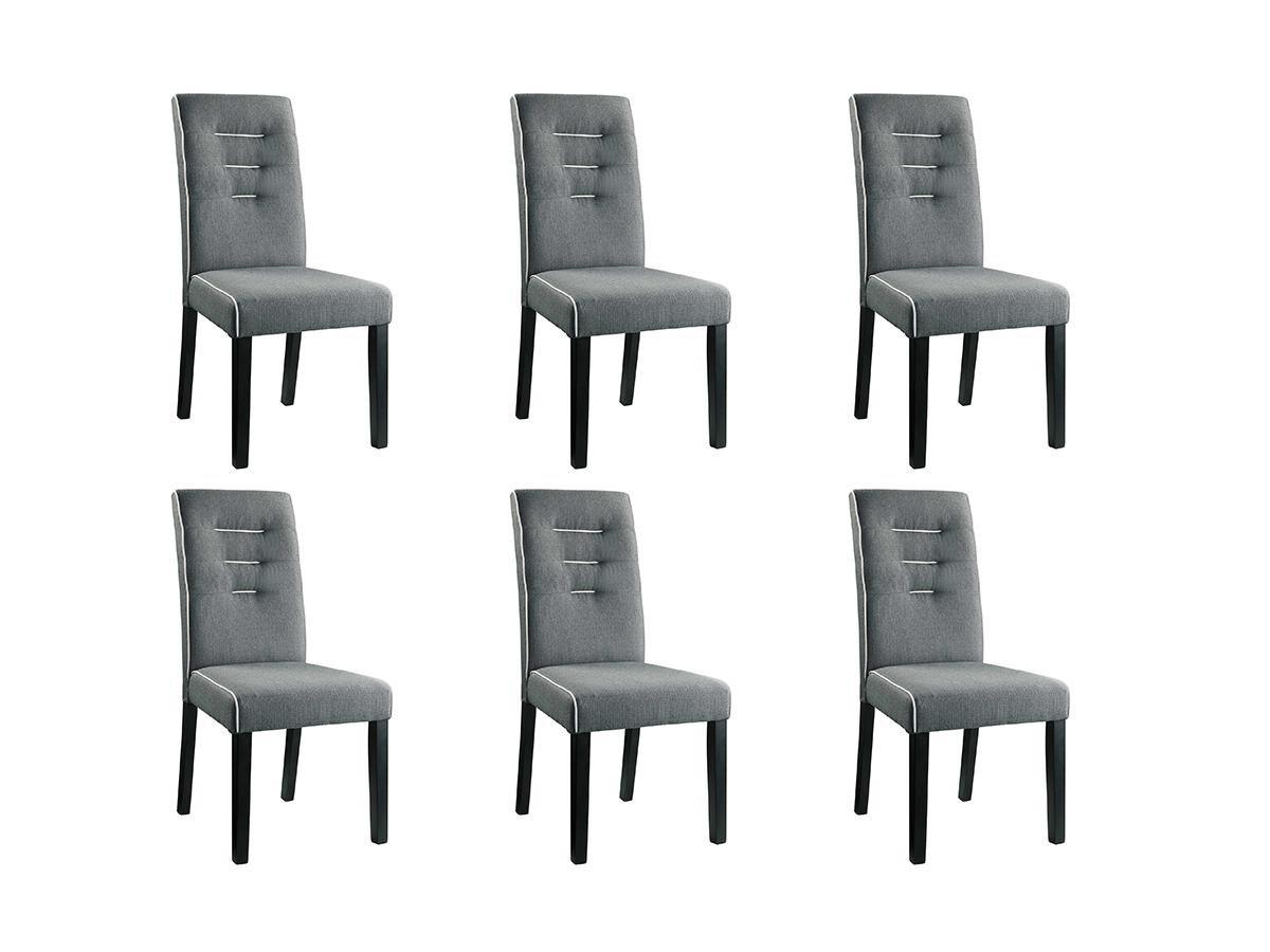 Vente-unique Lot de 6 chaises GABELLE Tissu pieds hévéa  