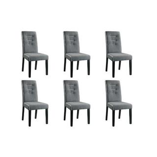 Vente-unique Lot de 6 chaises GABELLE Tissu pieds hévéa  