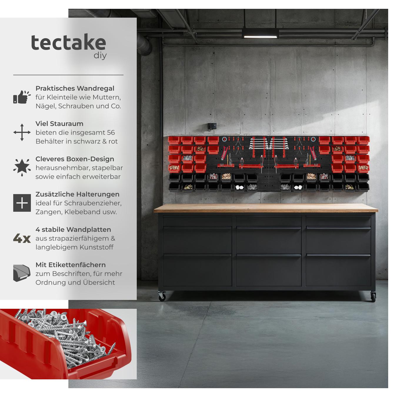 Tectake Contenitore portaminuteria  88 pezzi, con 4 pannelli da parete  