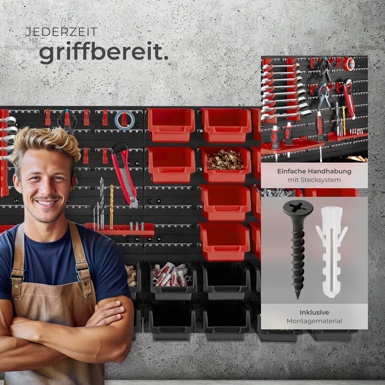 Tectake Contenitore portaminuteria  88 pezzi, con 4 pannelli da parete  